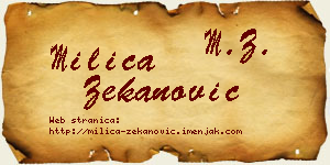 Milica Zekanović vizit kartica